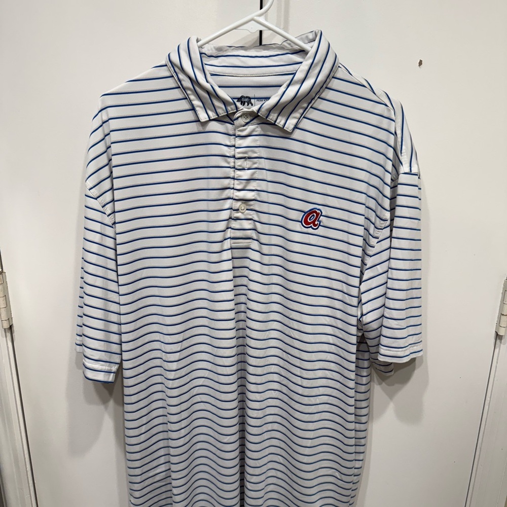 Men's Onward Reserve Atlanta Braves Classic Logo Striped Polo Shirt